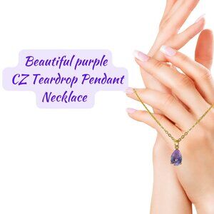 CZ Purple Teardrop Necklace